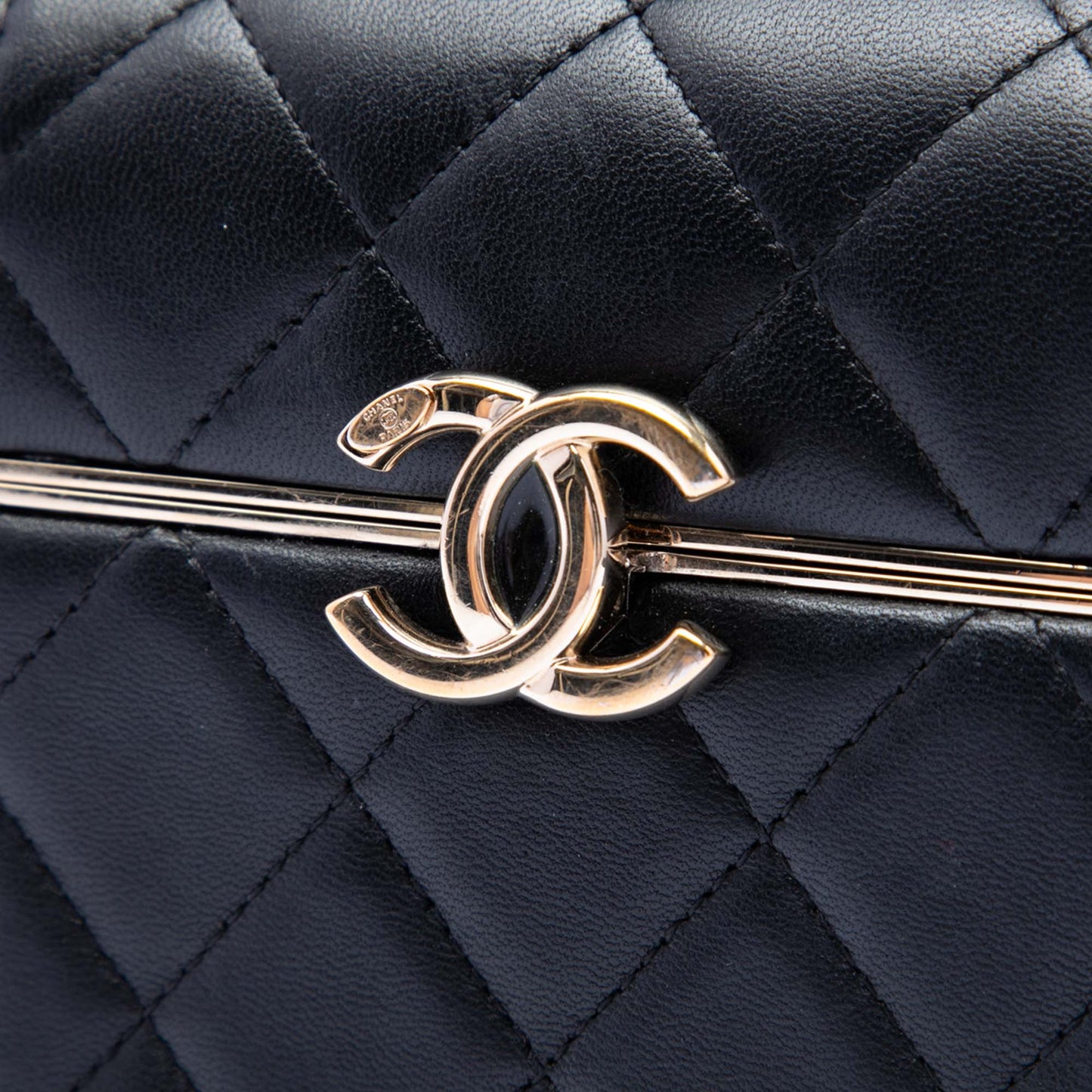 Chanel Small Quilted Lambskin Box With Chain