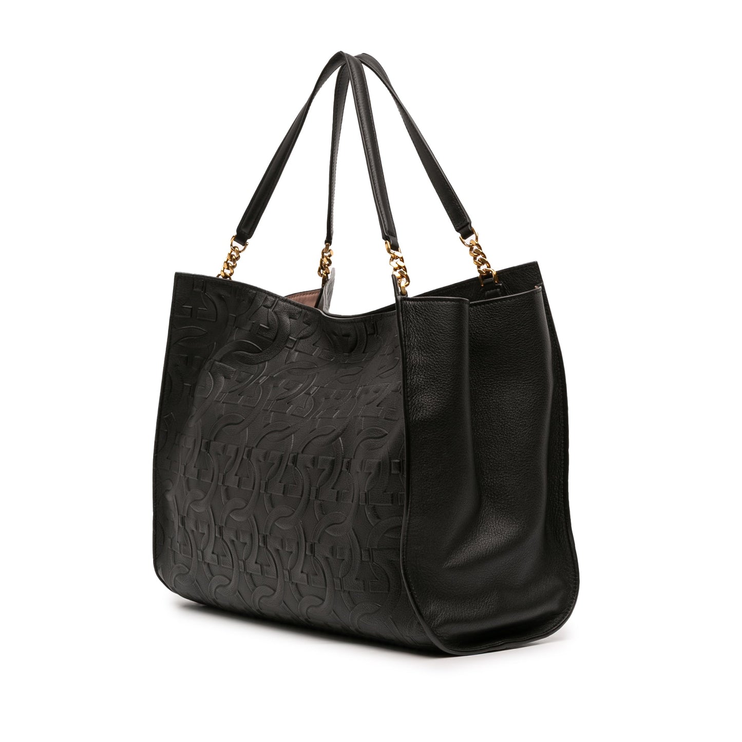 Ferragamo Gancini Embossed Calfskin Trifolio Tote