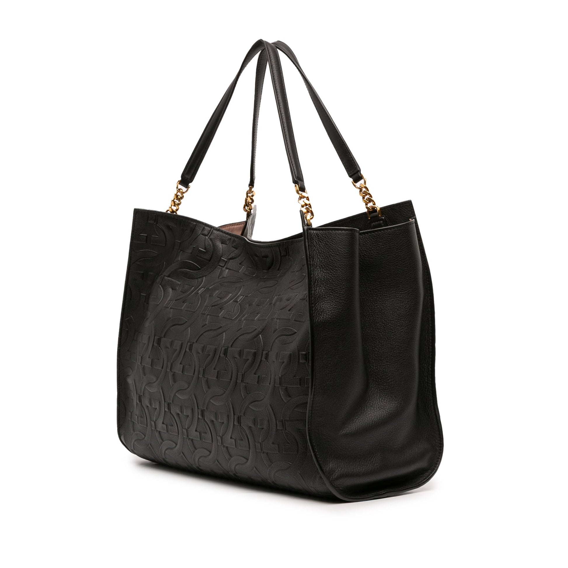 Ferragamo Gancini Embossed Calfskin Trifolio Tote