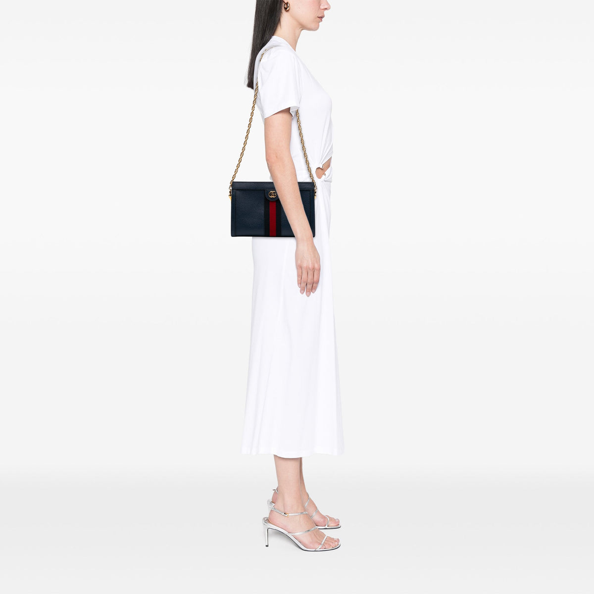 Gucci Small Calfskin Web Ophidia Chain Crossbody