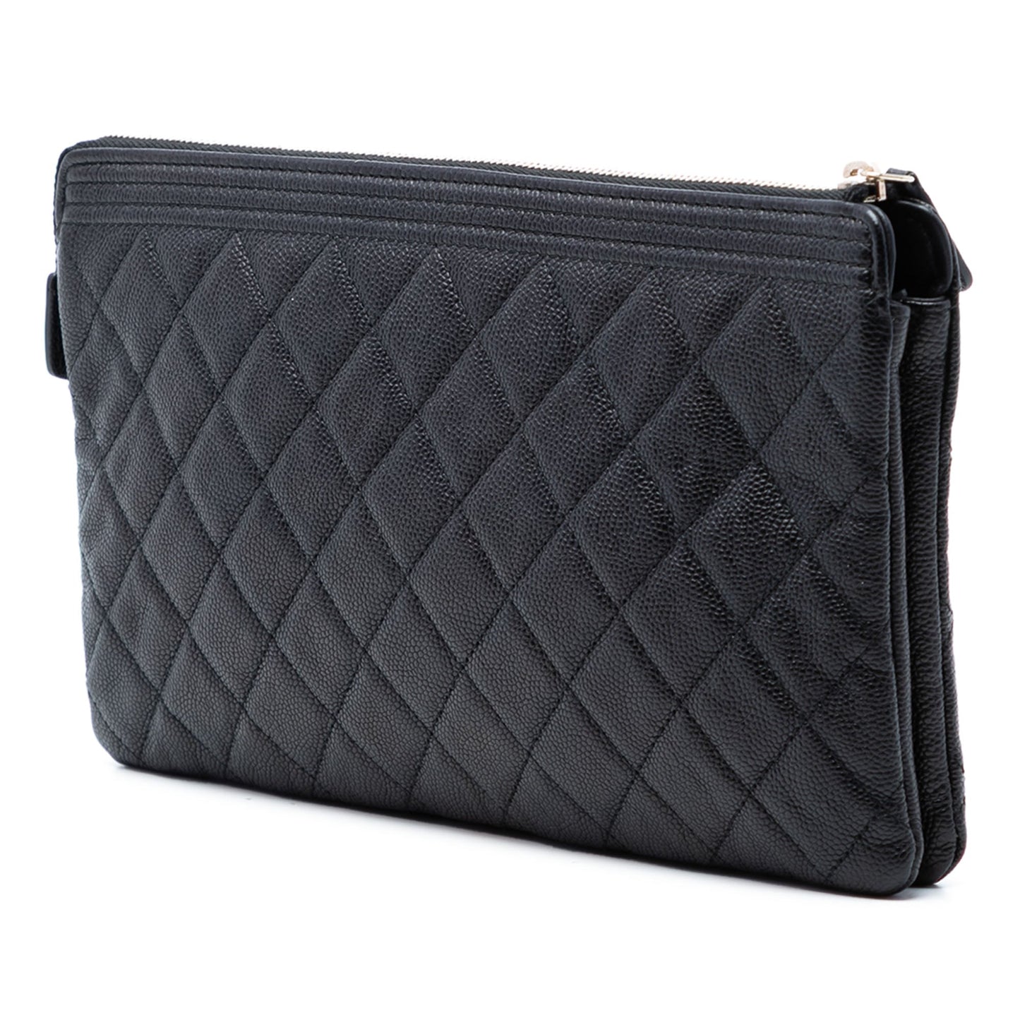 Quilted Caviar Boy O Case Zip Clutch