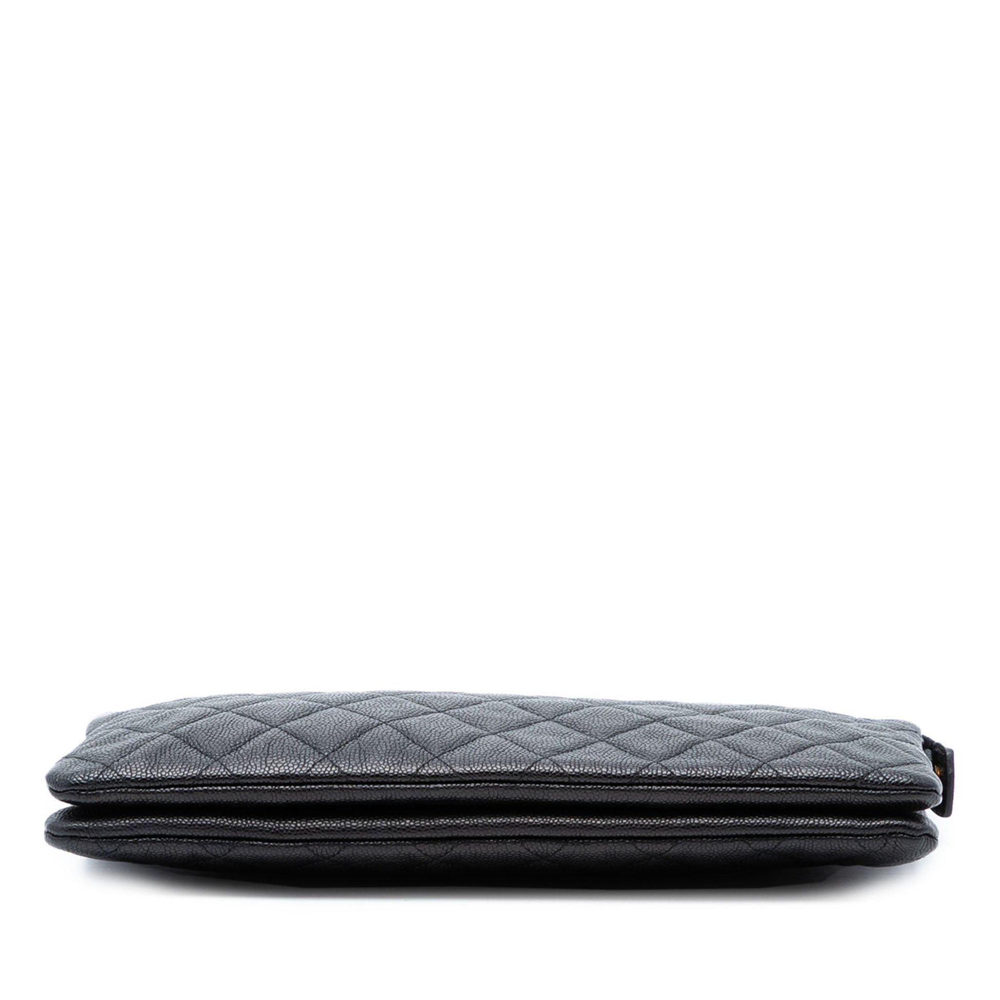 Quilted Caviar Boy O Case Zip Clutch
