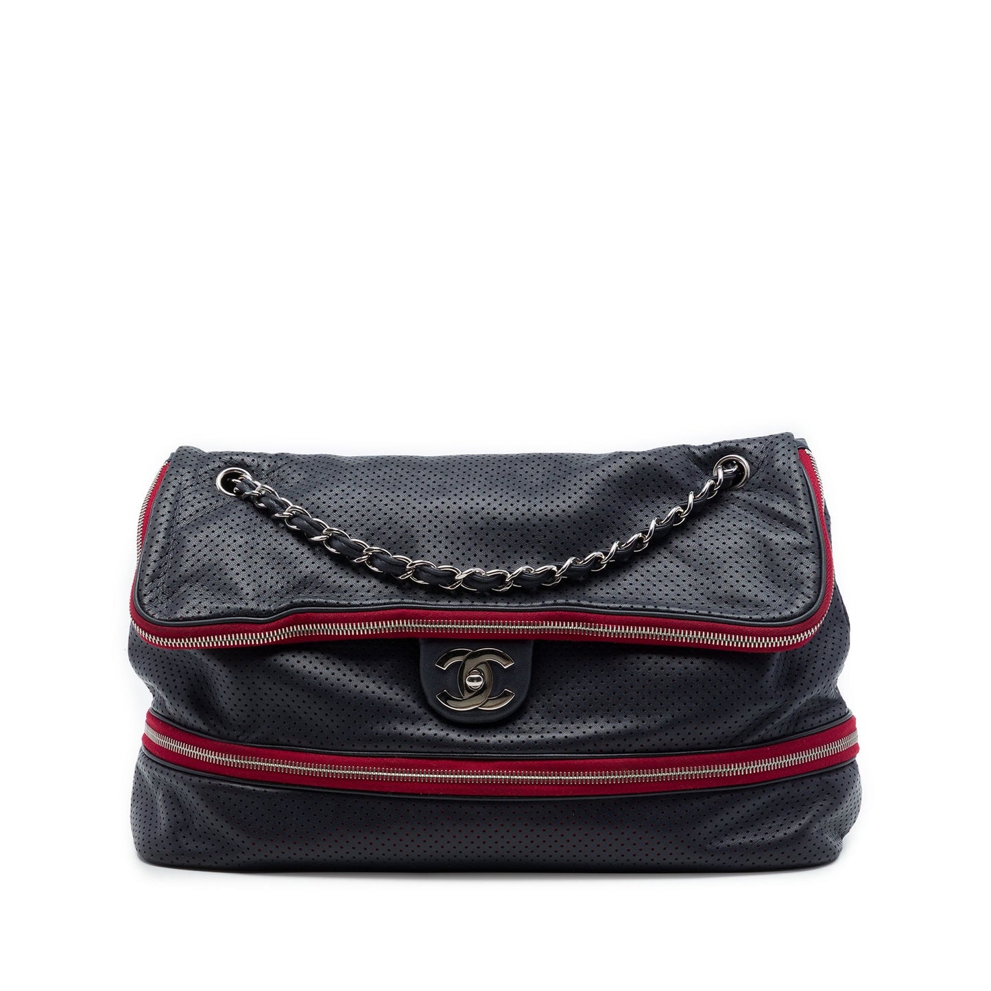Chanel Perforated Calfskin Expandable Shoulder Bag