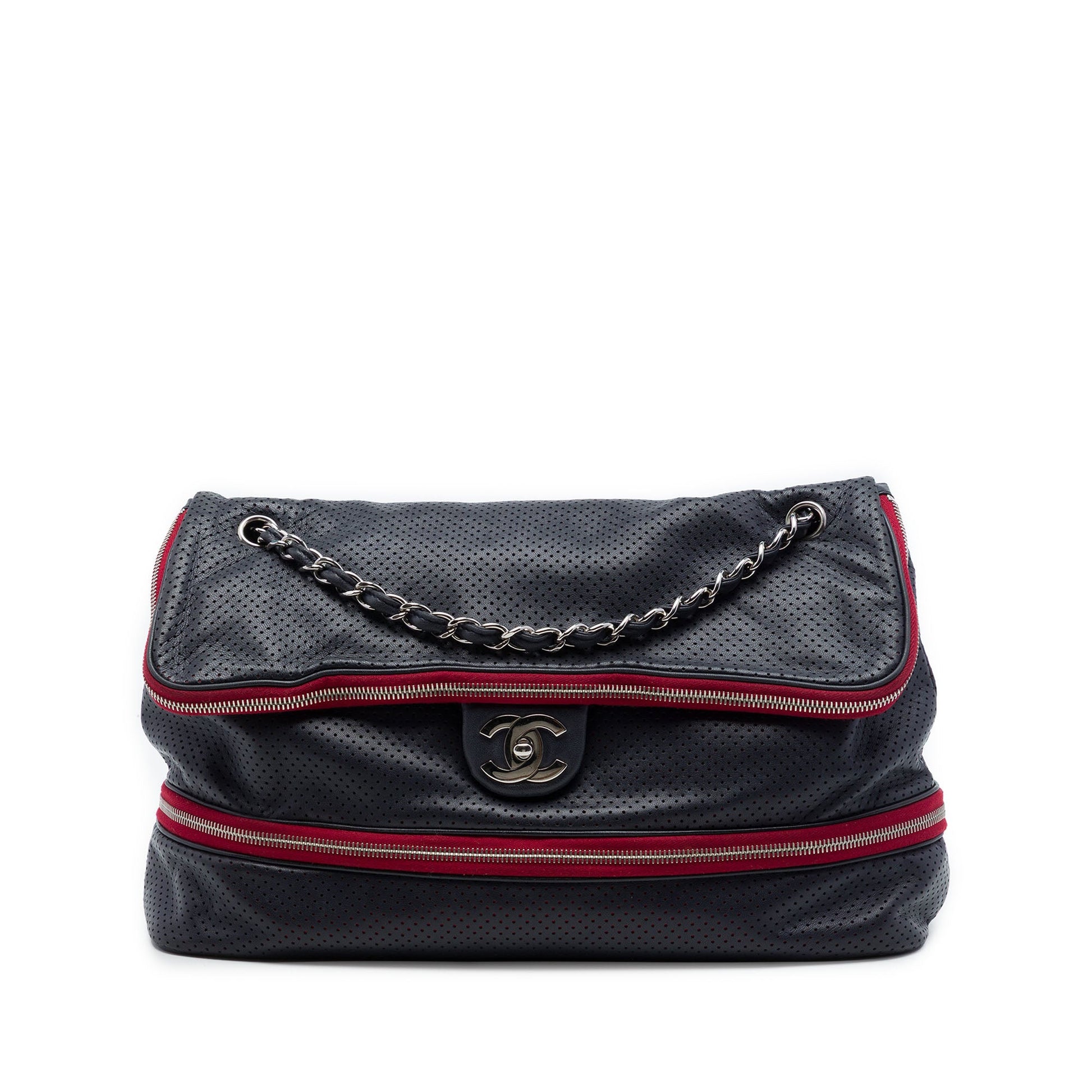 Chanel Perforated Calfskin Expandable Shoulder Bag