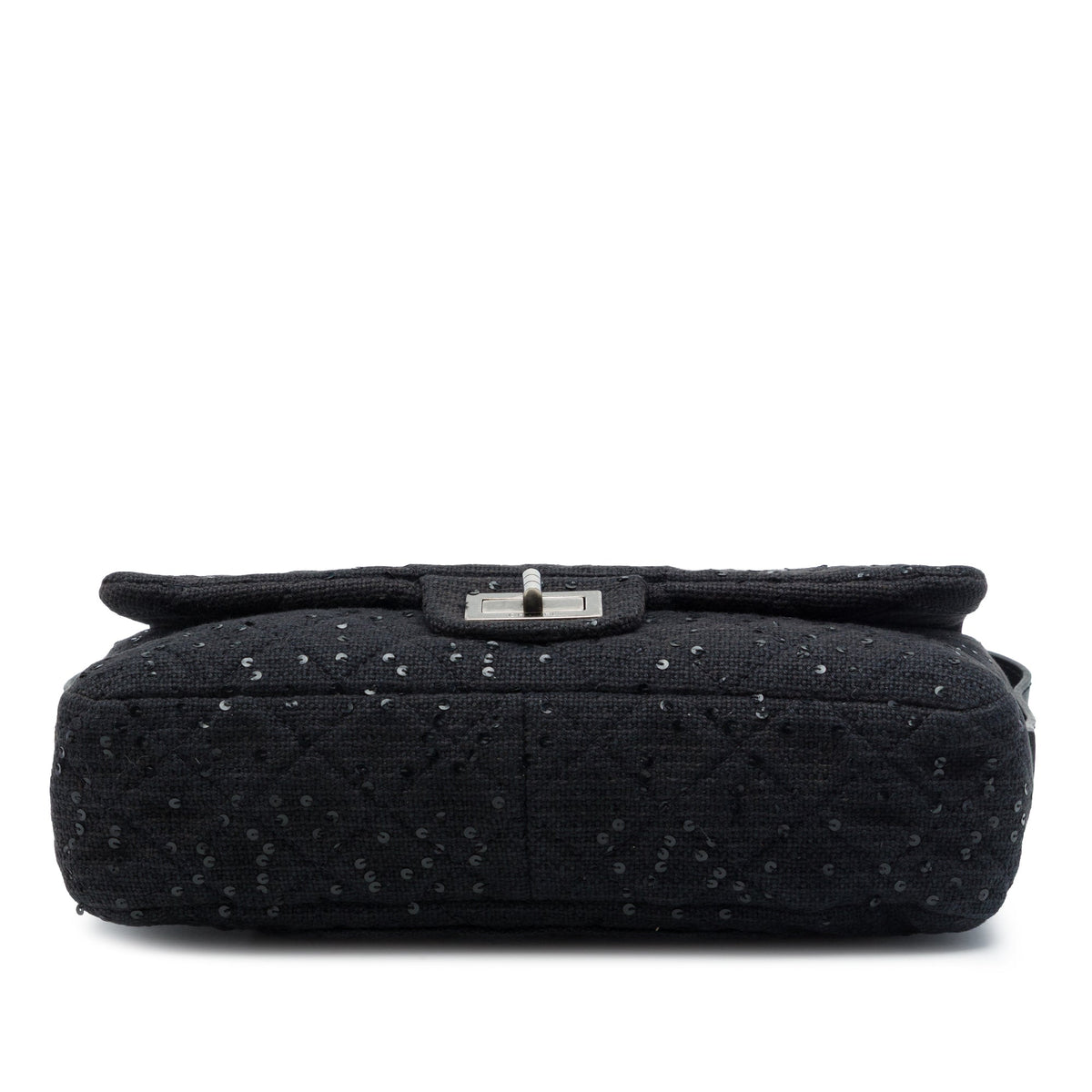 Chanel Jumbo Sequin Embellished Quilted Tweed Reissue 2.55 Messenger Flap — Black