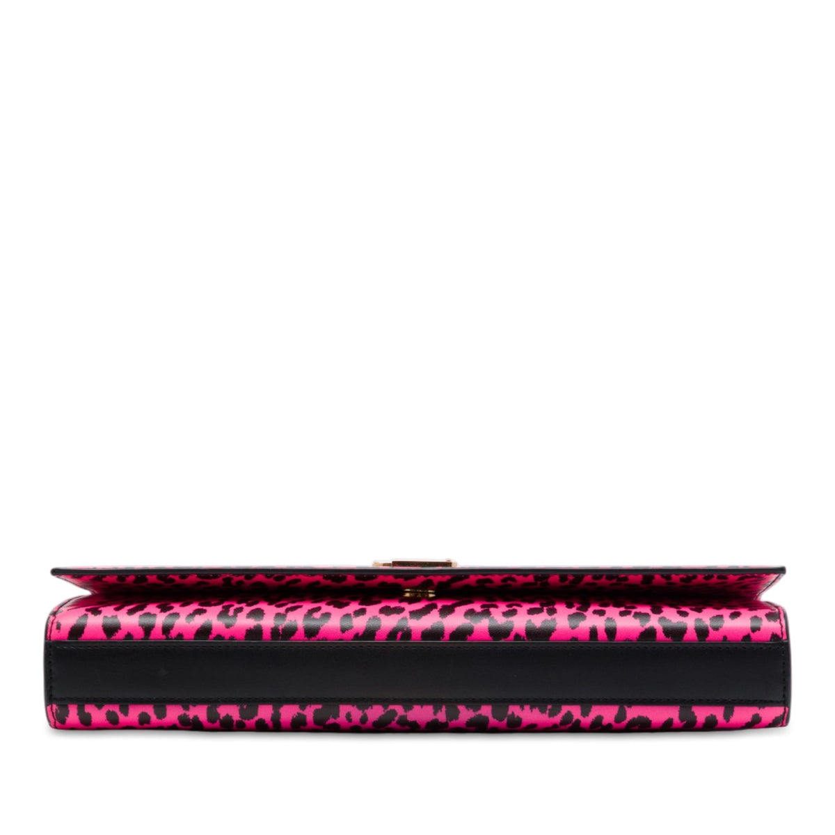 Saint Laurent Leather Leopard Print Monogram Cassandre Clutch — Pink