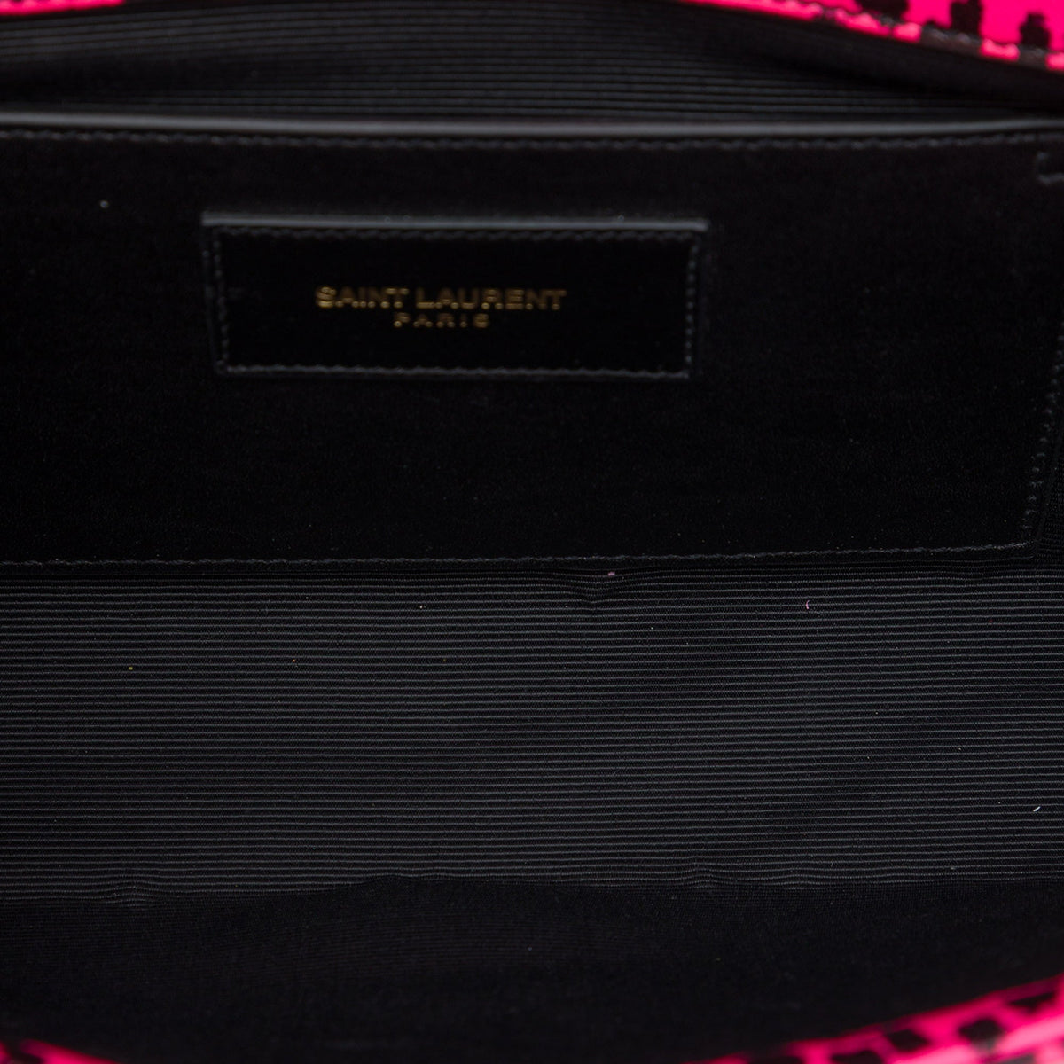 Saint Laurent Leather Leopard Print Monogram Cassandre Clutch — Pink