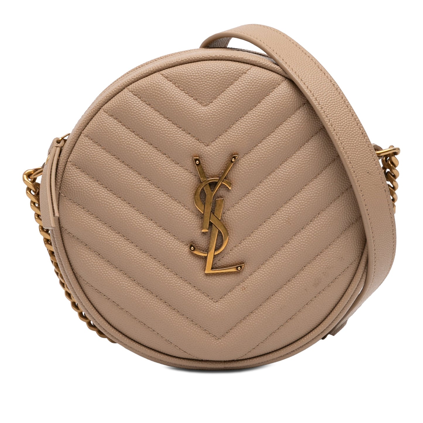 Saint Laurent Grain De Poudre Chevron Round Vinyle Camera Bag