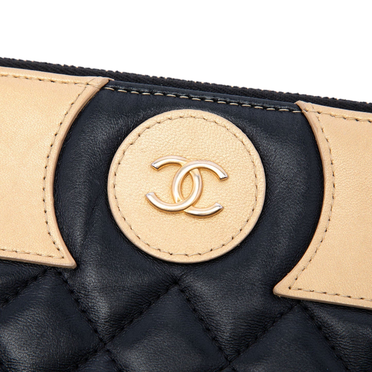 Chanel CC Bicolor Quilted Lambskin Clutch