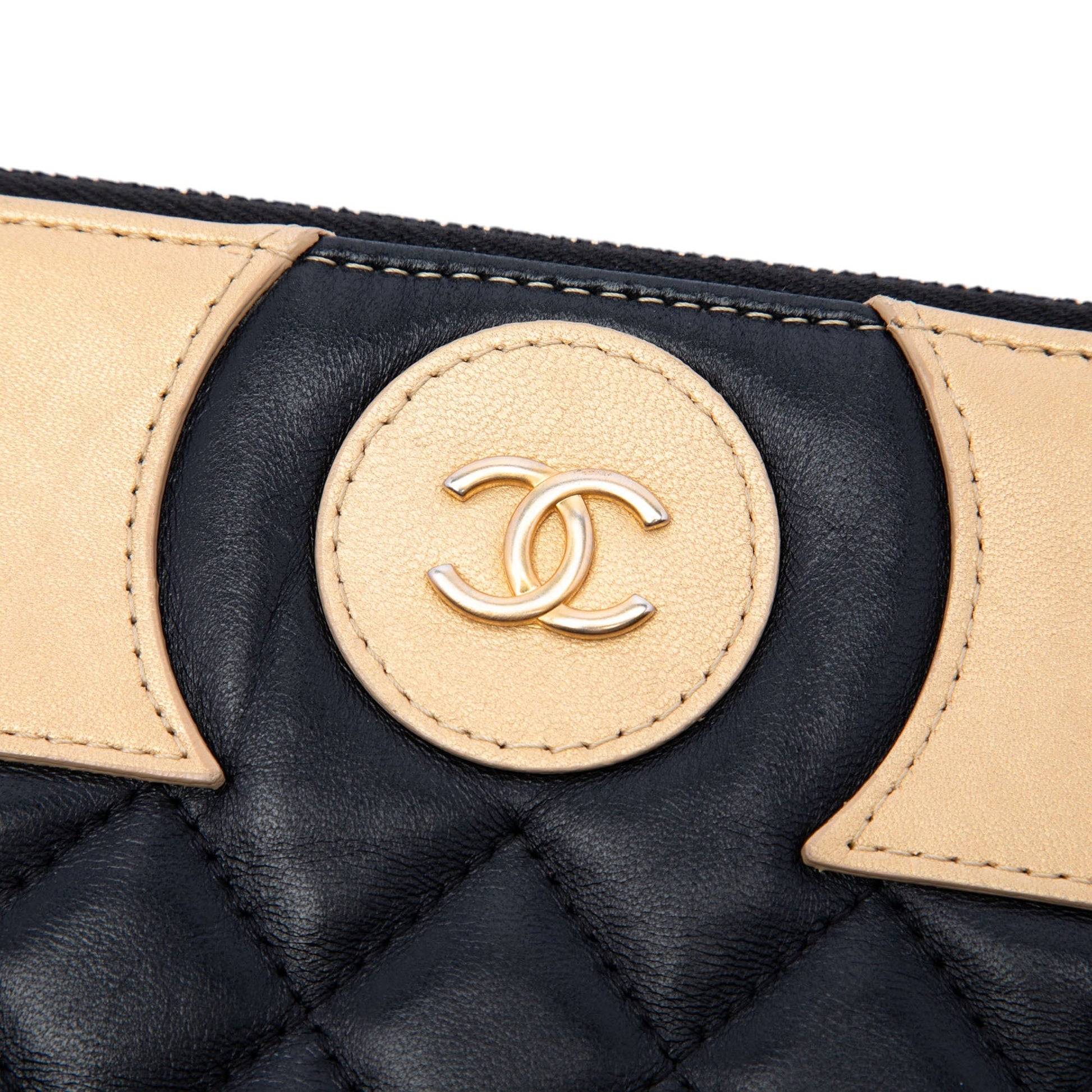 Chanel CC Bicolor Quilted Lambskin Clutch