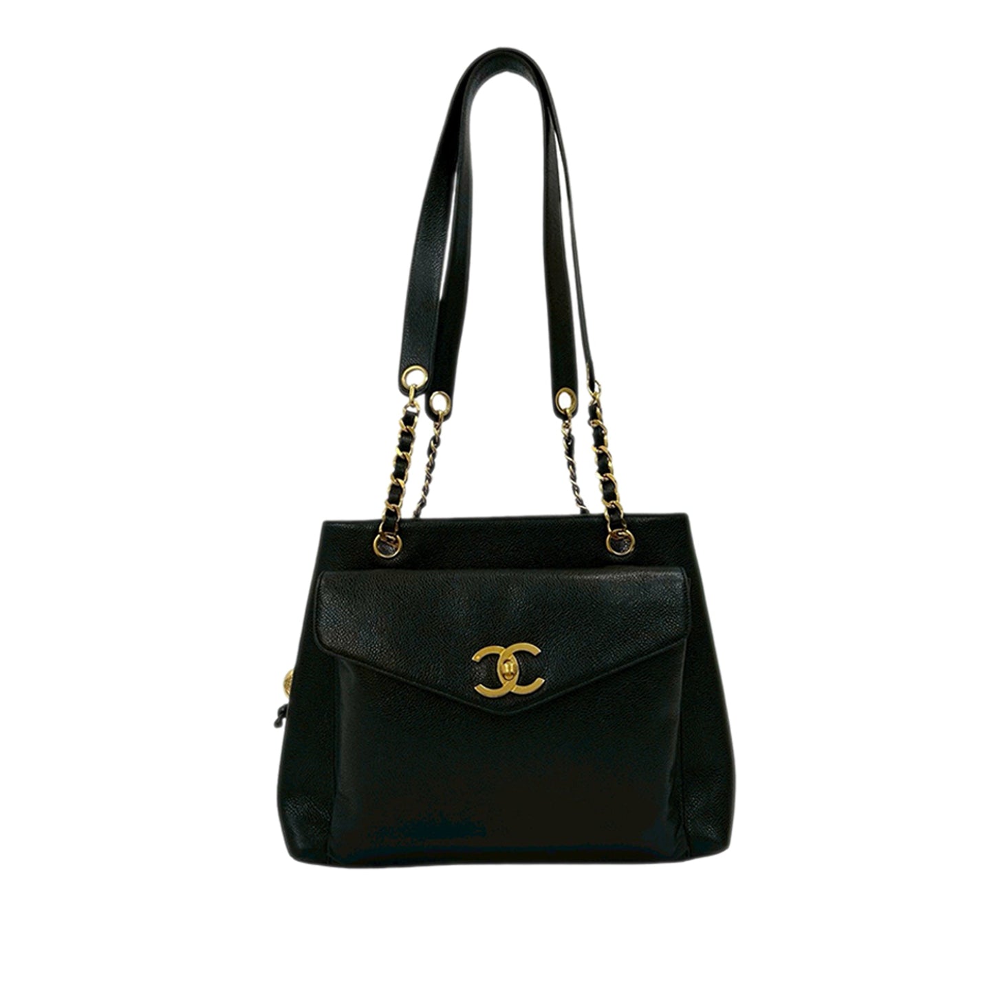Chanel CC Caviar Front Pocket Chain Tote