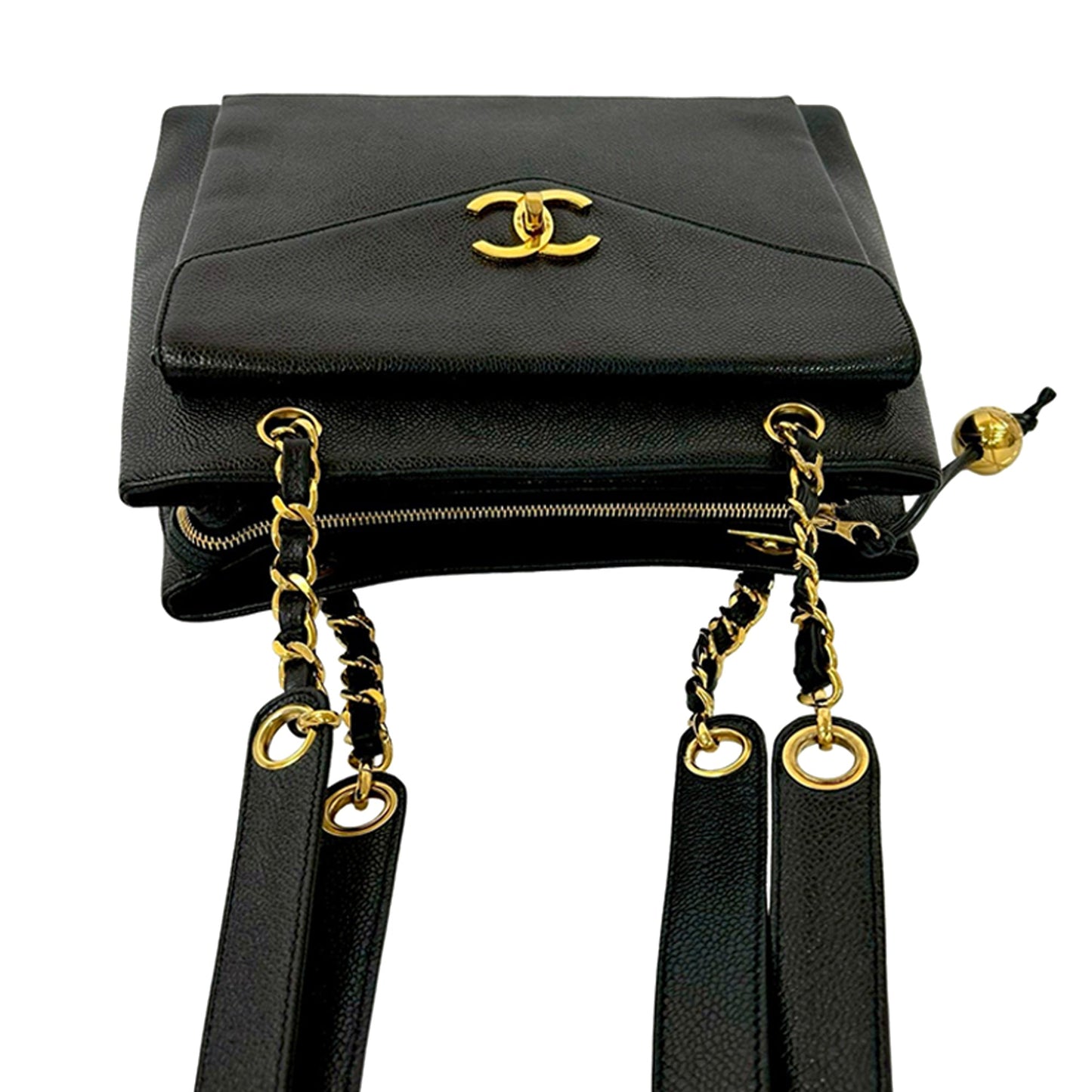 Chanel CC Caviar Front Pocket Chain Tote