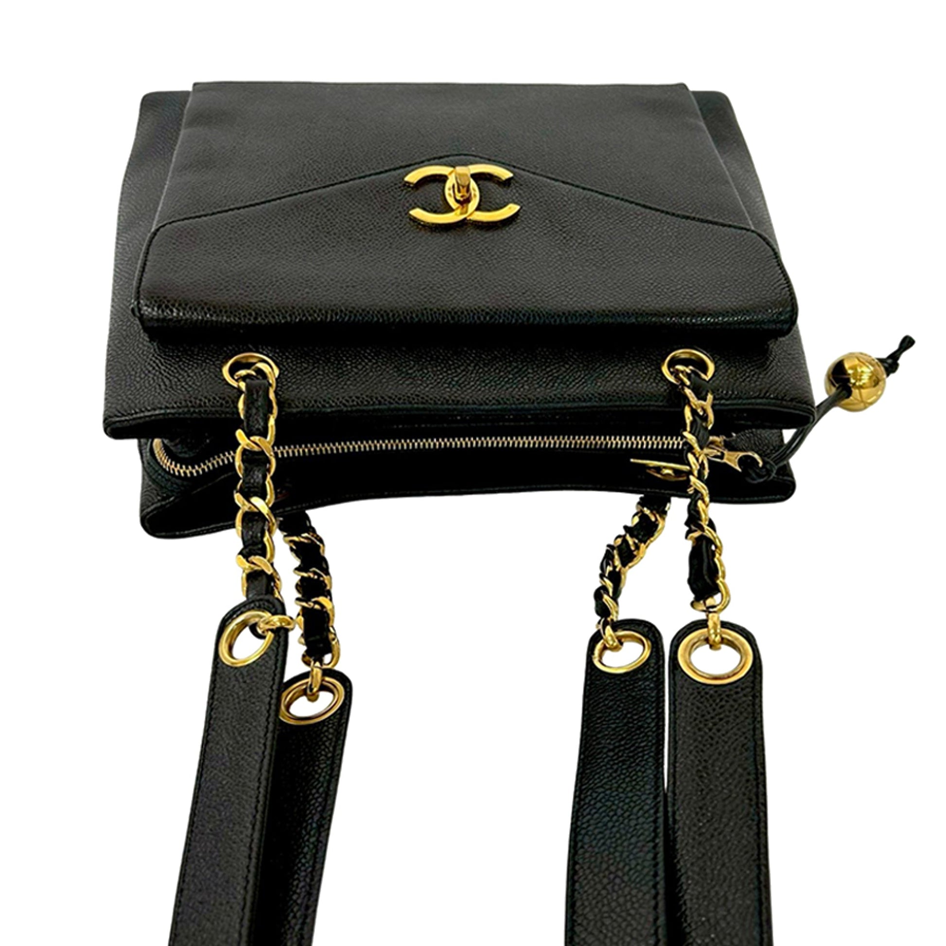 Chanel CC Caviar Front Pocket Chain Tote
