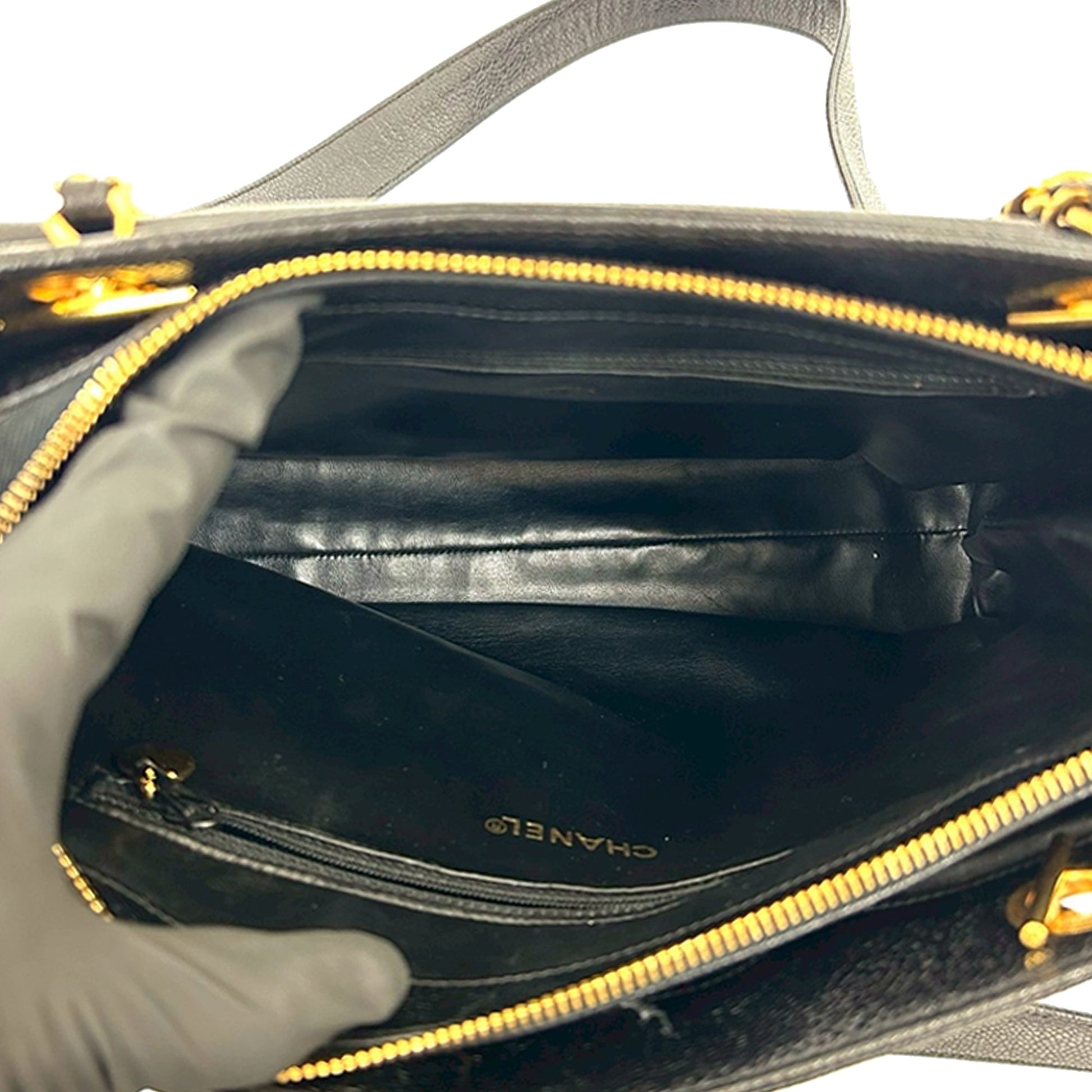 Chanel CC Caviar Front Pocket Chain Tote