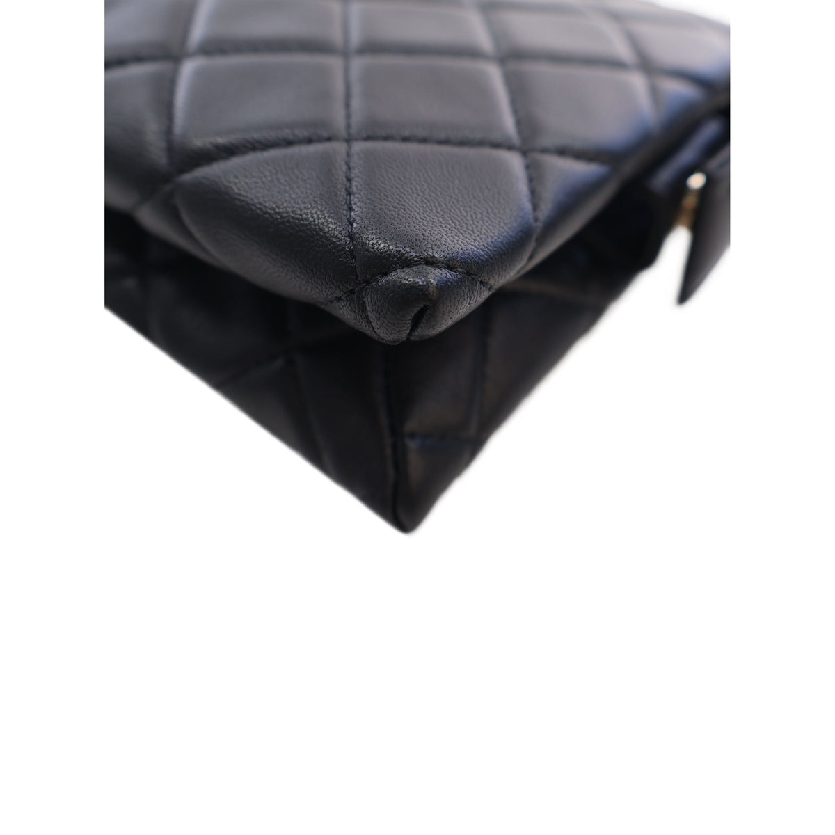 Chanel CC Quilted Lambskin Coco Charms Chain Wristlet Pouch — Black