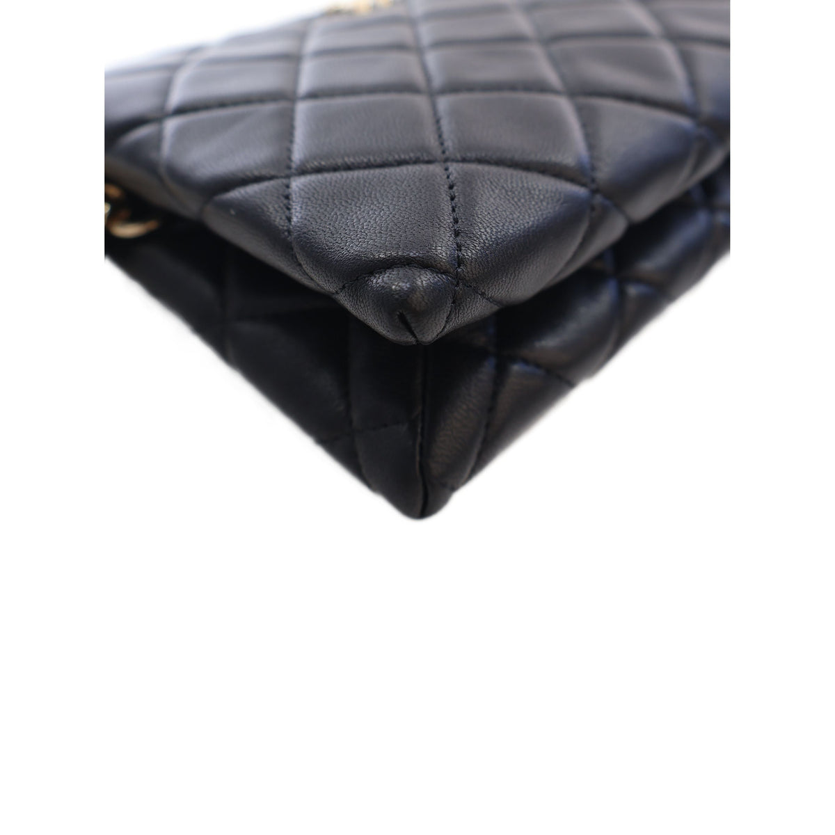 Chanel CC Quilted Lambskin Coco Charms Chain Wristlet Pouch — Black