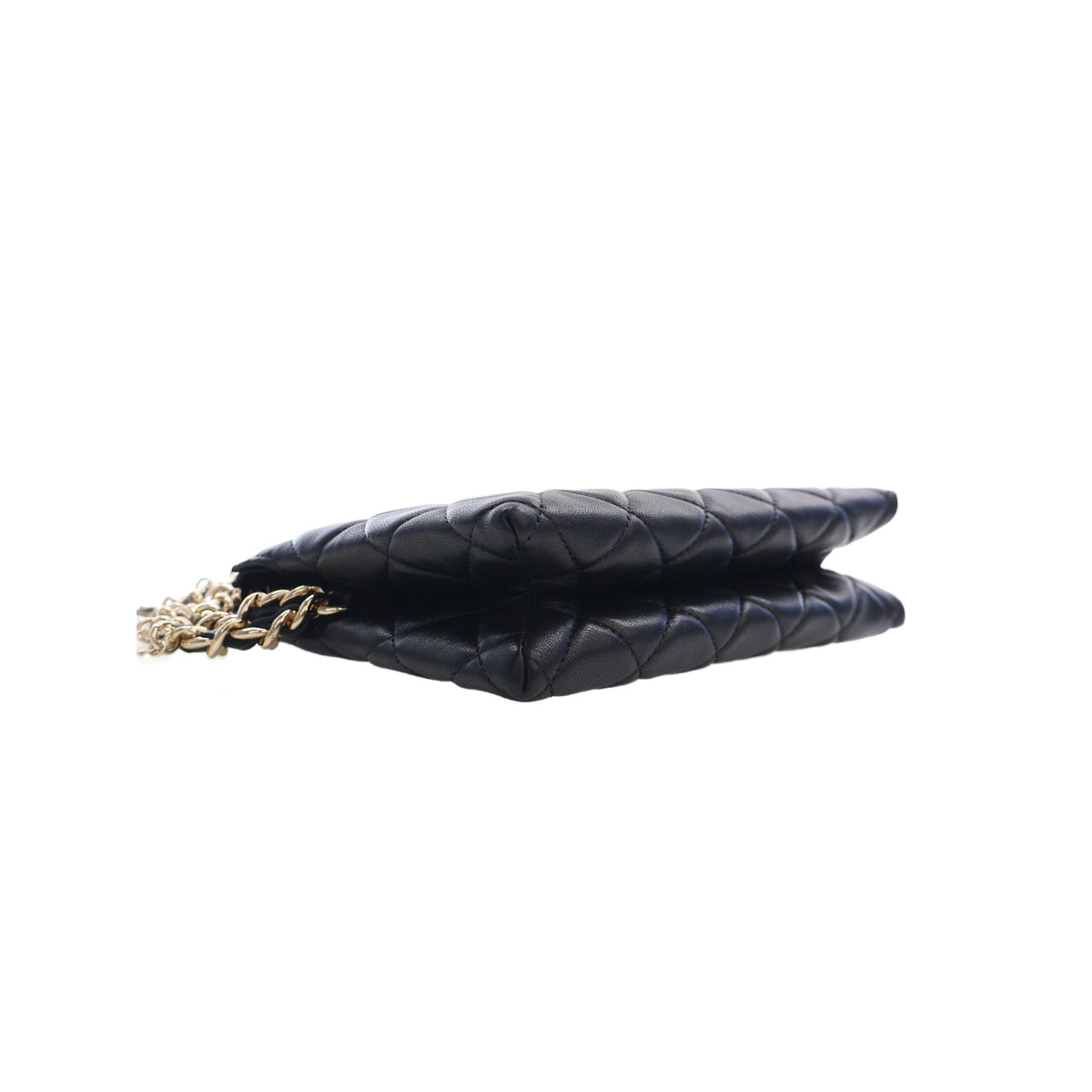 Chanel CC Quilted Lambskin Coco Charms Chain Wristlet Pouch — Black
