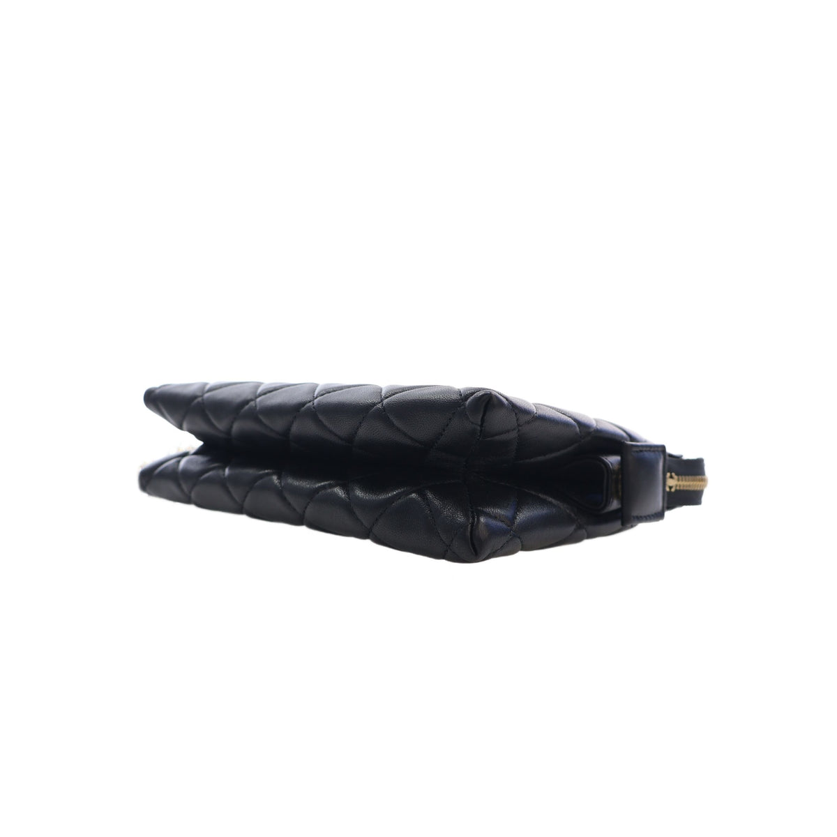 Chanel CC Quilted Lambskin Coco Charms Chain Wristlet Pouch — Black