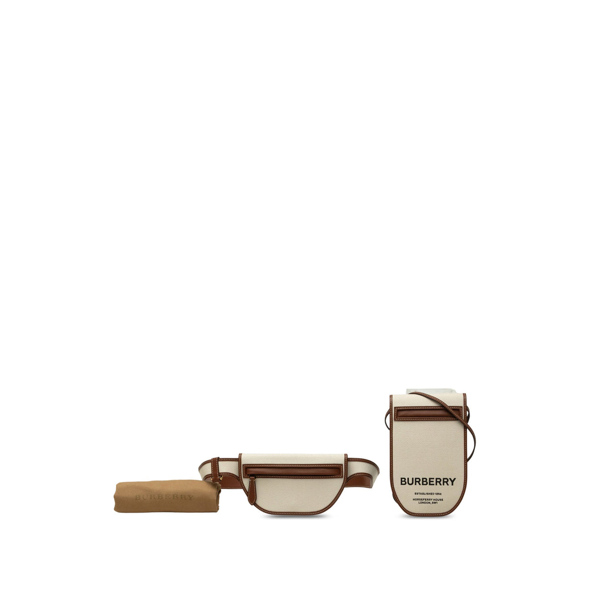 Burberry Canvas Logo 3 in 1 Olympia Belt Bag — Brown
