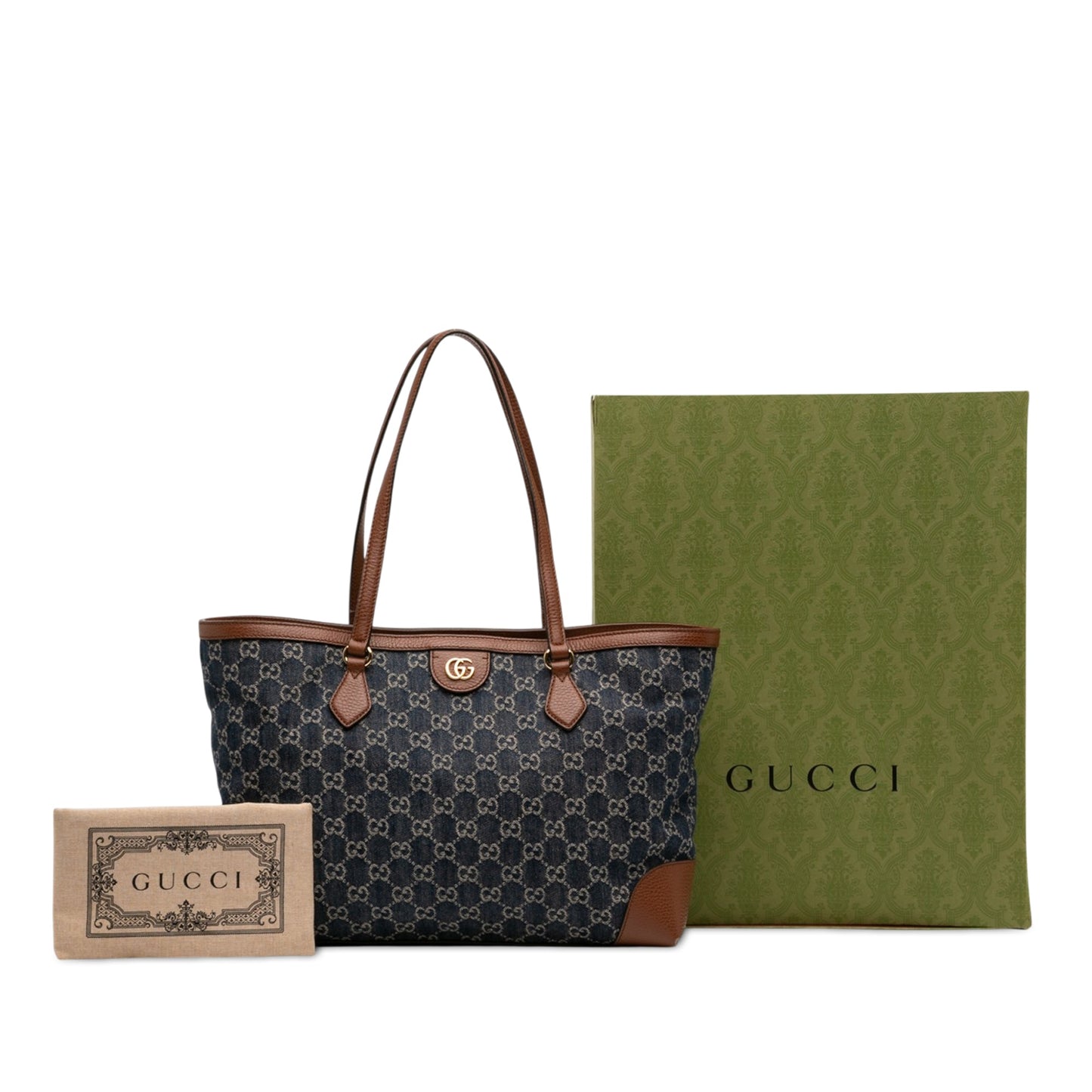 Gucci Medium GG Denim Ophidia Tote