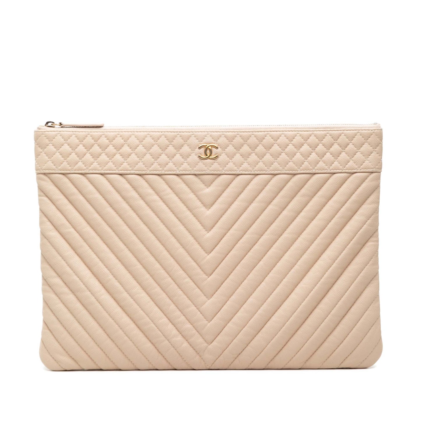 Chanel Large Chevron Caviar O Case Clutch