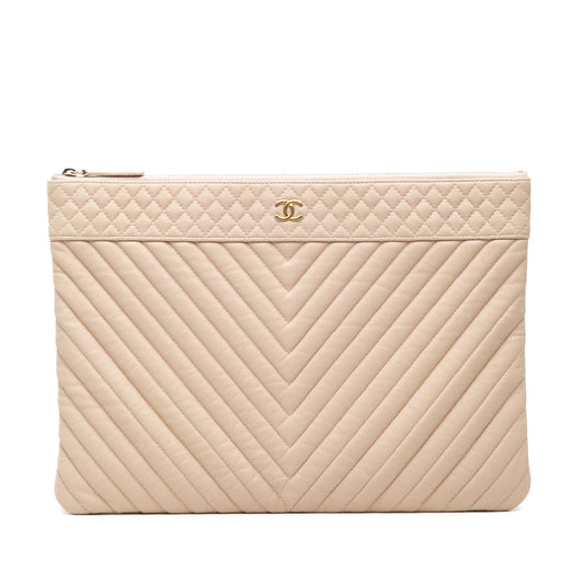 Chanel Large Chevron Caviar O Case Clutch