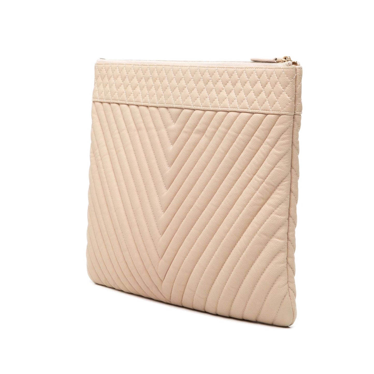 Chanel Large Chevron Caviar O Case Clutch