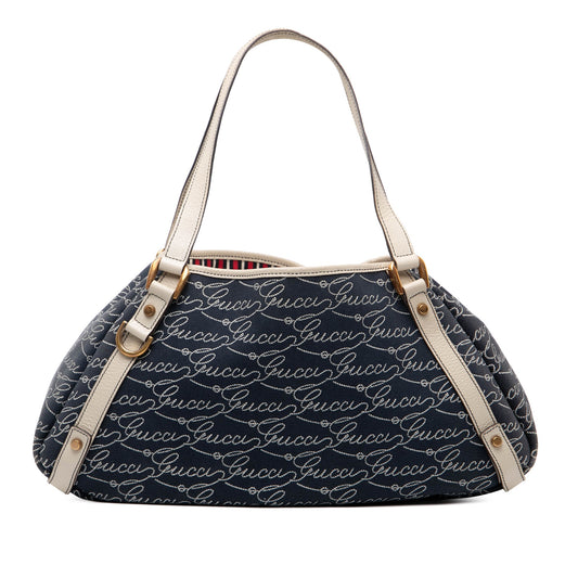 Gucci 85th Anniversary Canvas Logo Abbey D Ring Tote