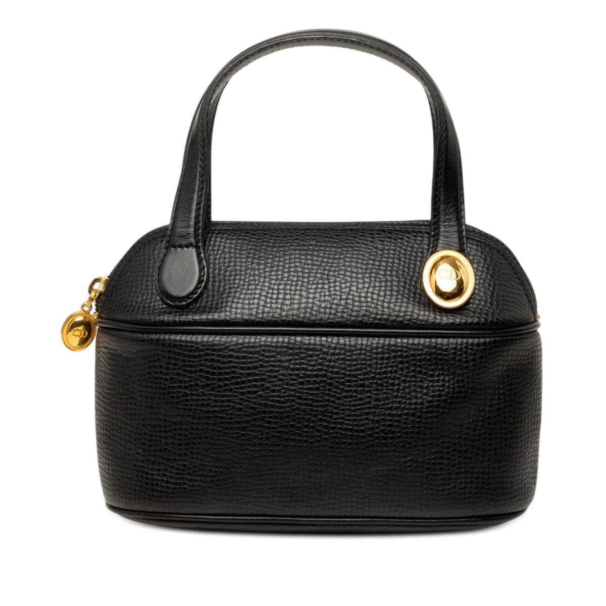 Dior Leather Top Handle Bag — Black
