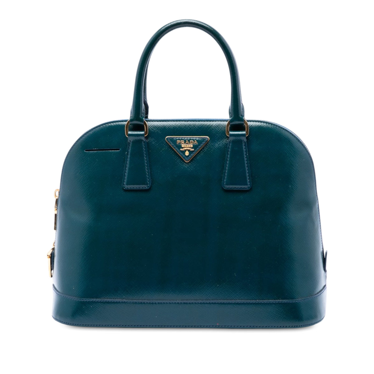 Prada Medium Saffiano Vernice Promenade Satchel — Blue