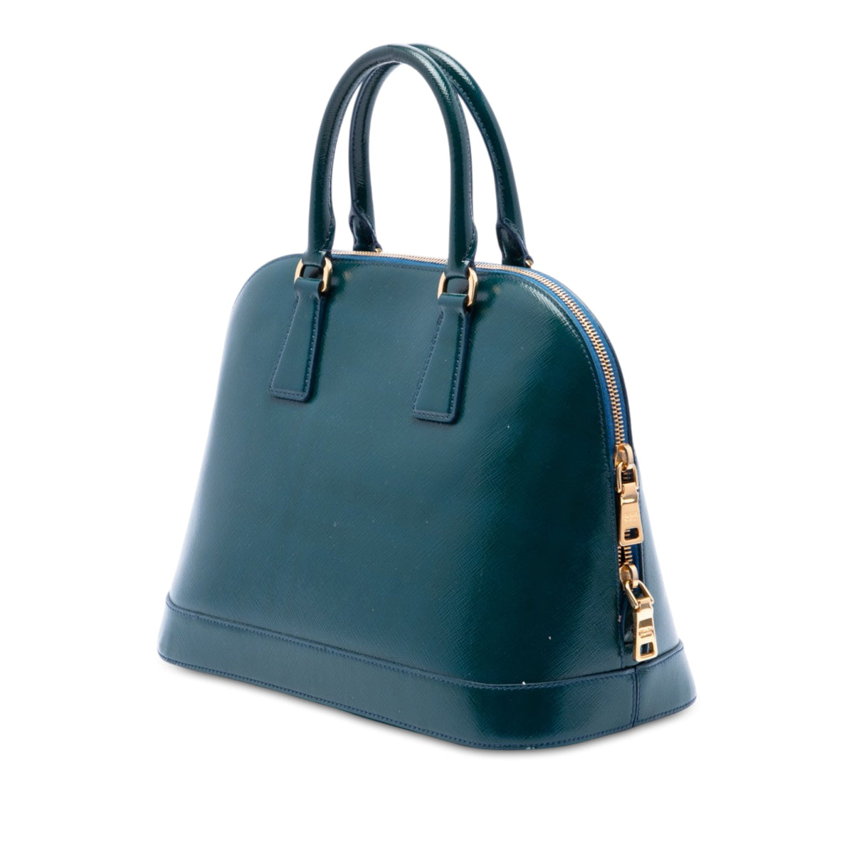 Prada Medium Saffiano Vernice Promenade Satchel — Blue