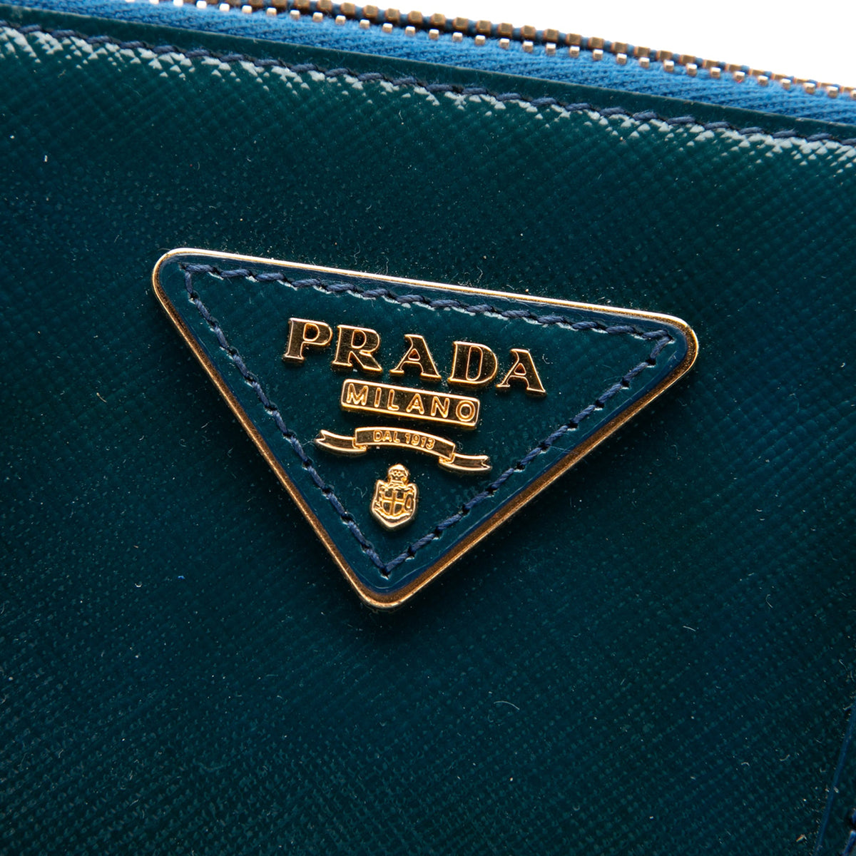 Prada Medium Saffiano Vernice Promenade Satchel — Blue