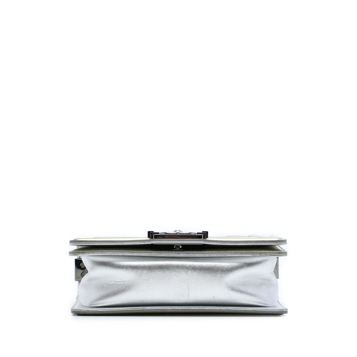 Chanel Small Bicolor Quilted Metallic Patent Boy Flap