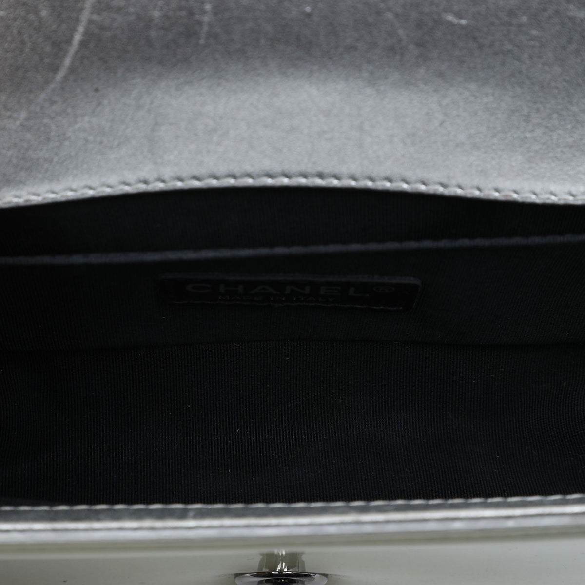 Chanel Small Bicolor Quilted Metallic Patent Boy Flap