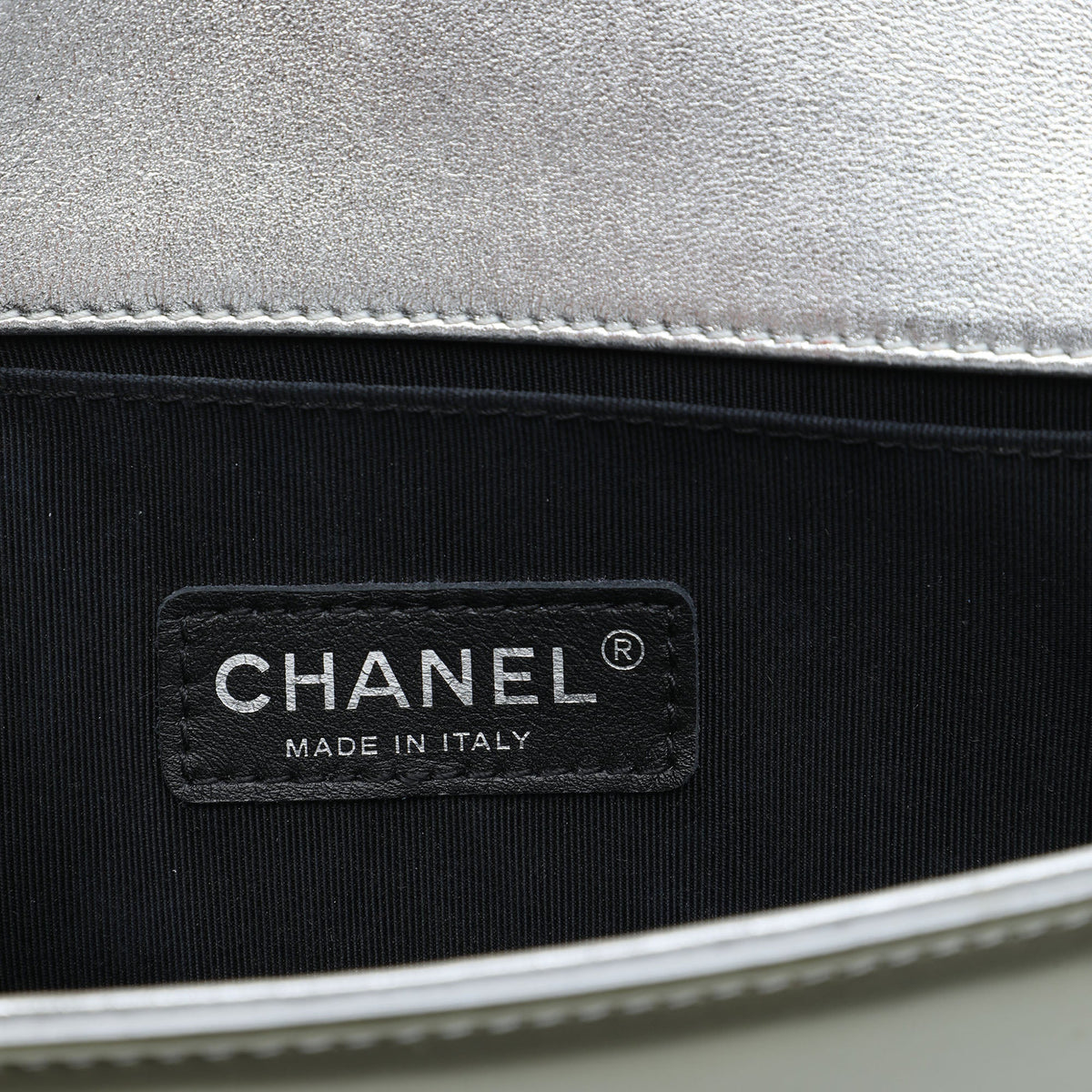 Chanel Small Bicolor Quilted Metallic Patent Boy Flap