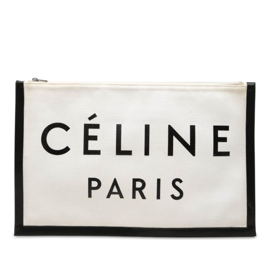 Celine Canvas Logo Clutch