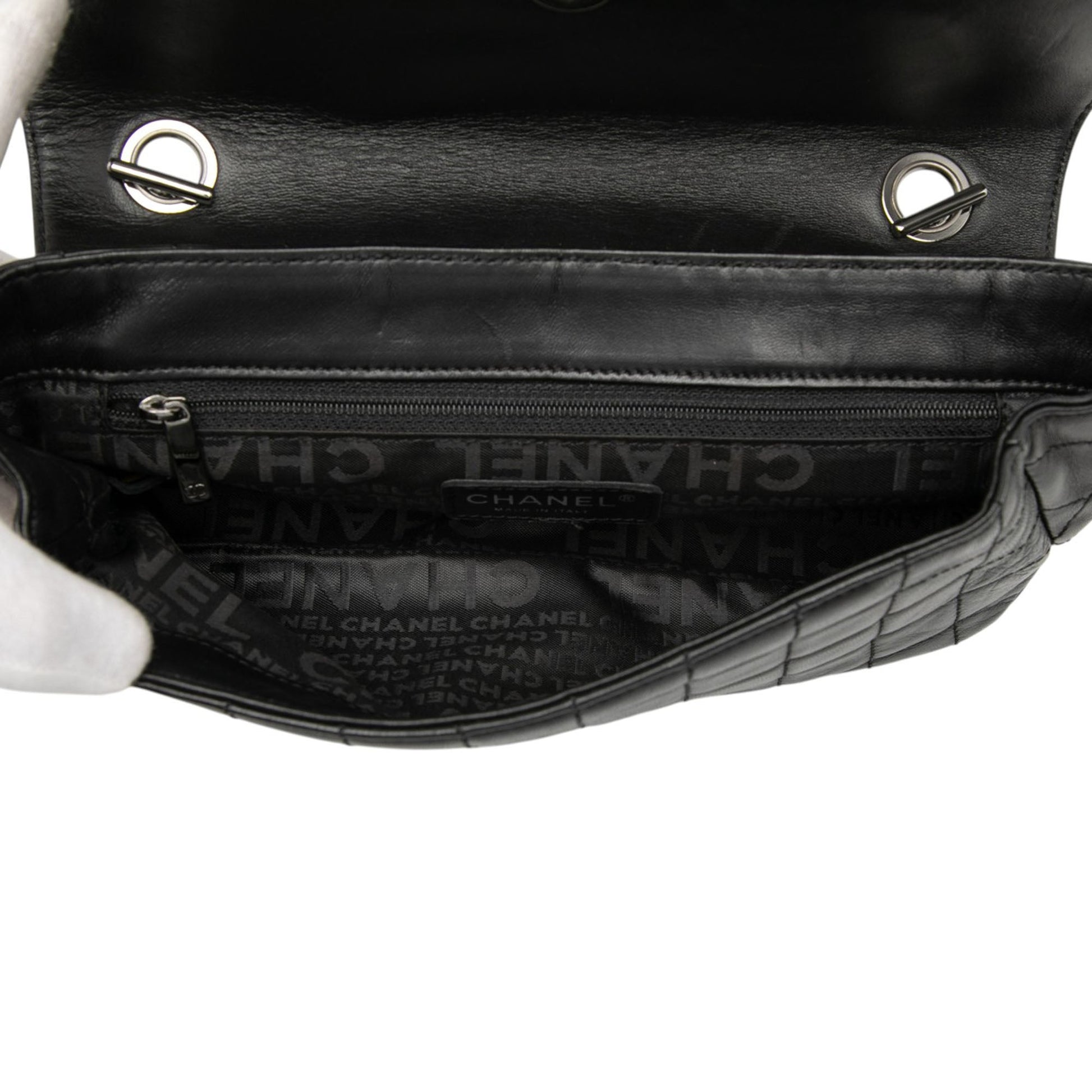 Chanel Camellia CC Choco Bar No 5 Lambskin Shoulder Bag