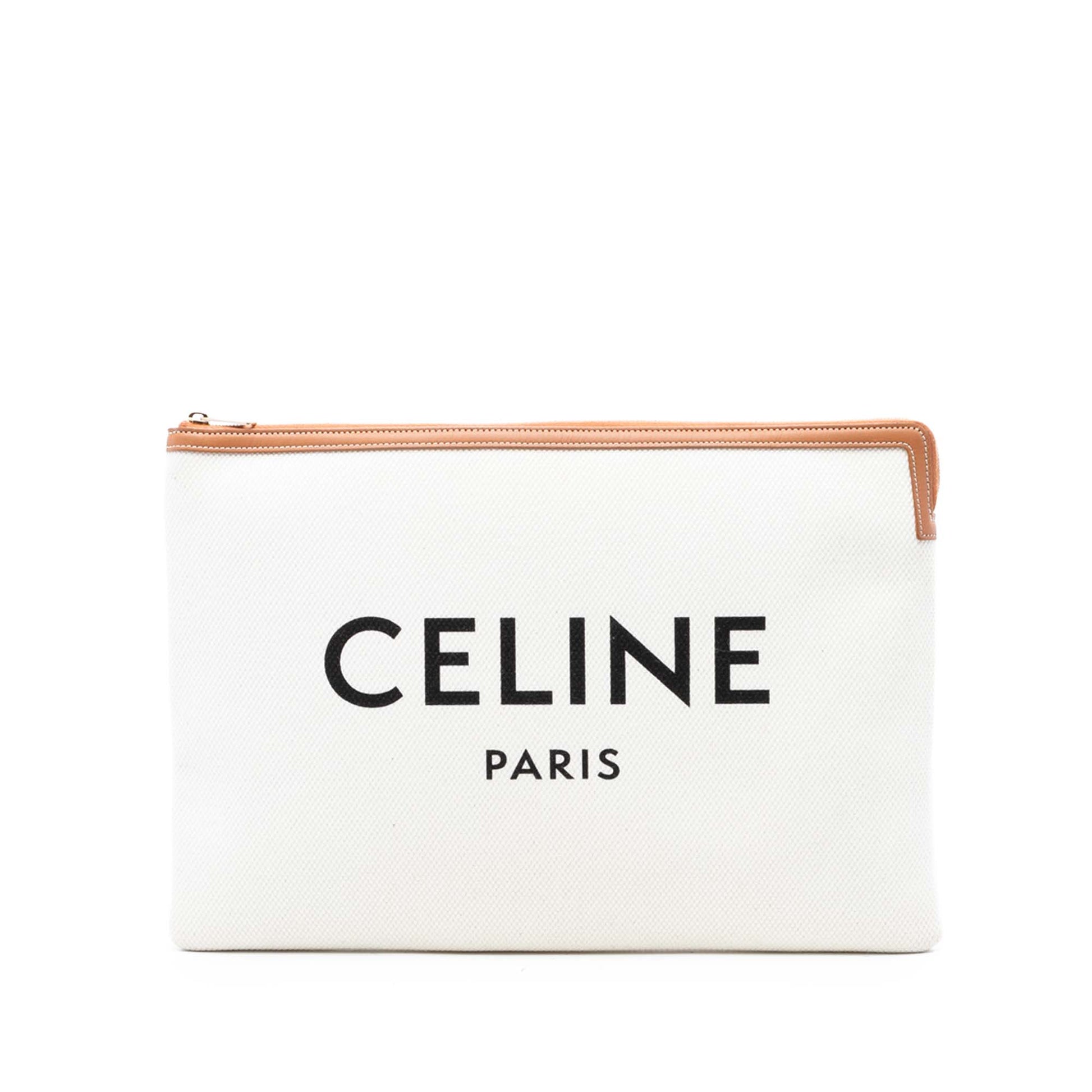 Celine Large Canvas Logo Clutch