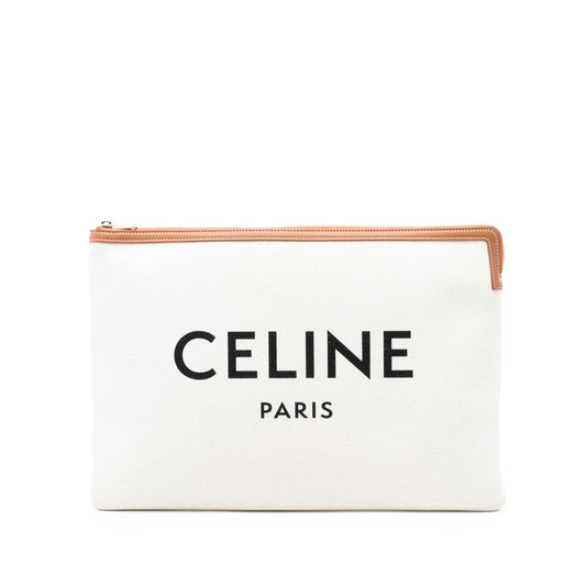Celine Large Canvas Logo Clutch