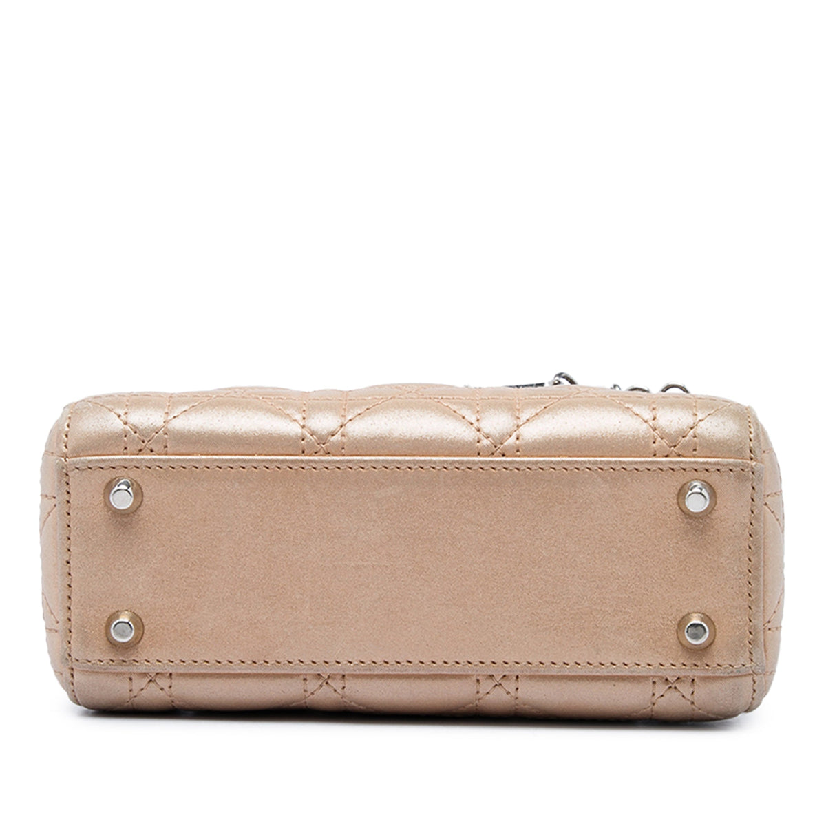 Dior Mini Iridescent Lambskin Cannage Lady Dior — Beige