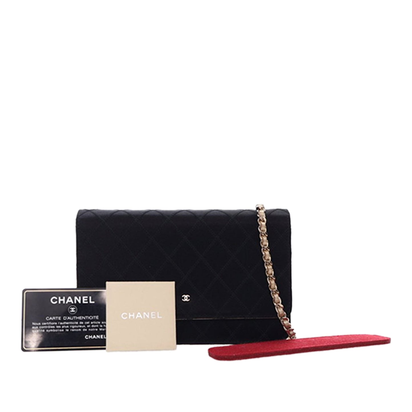 Chanel Bicolor Satin Diamond Stitch Wallet On Chain