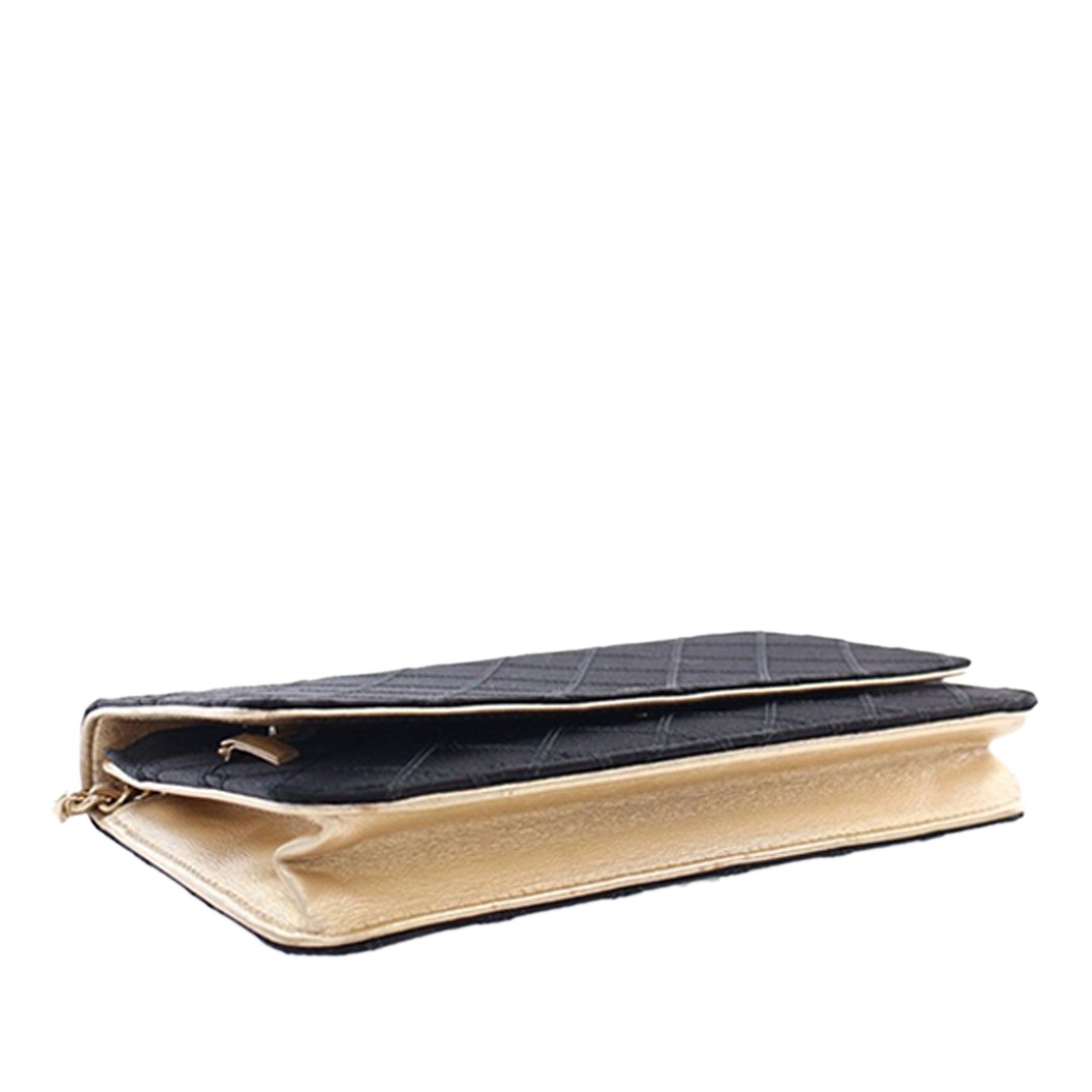 Chanel Bicolor Satin Diamond Stitch Wallet On Chain