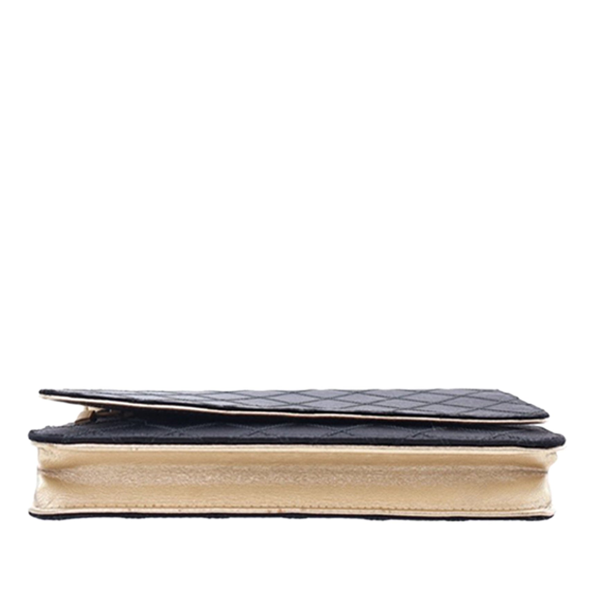 Chanel Bicolor Satin Diamond Stitch Wallet On Chain