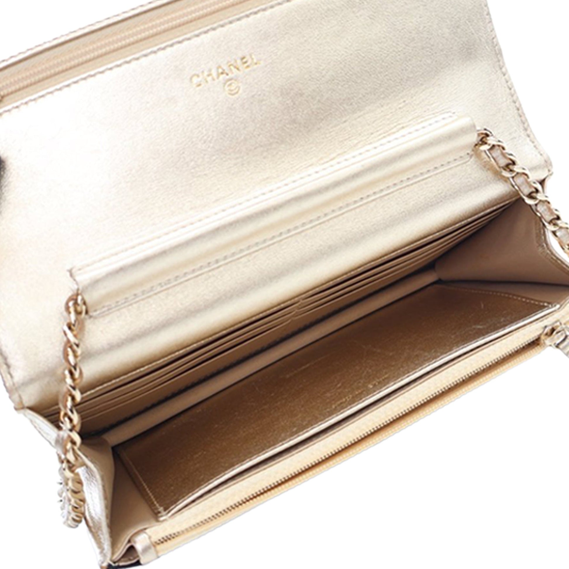 Chanel Bicolor Satin Diamond Stitch Wallet On Chain