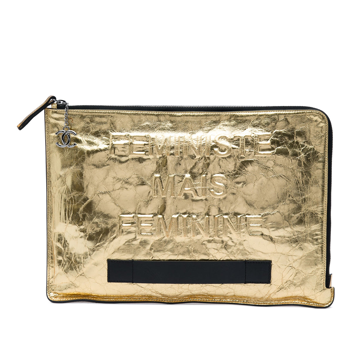 Chanel Metallic Crinkled Calfskin Feministe Mais Feminine Pouch