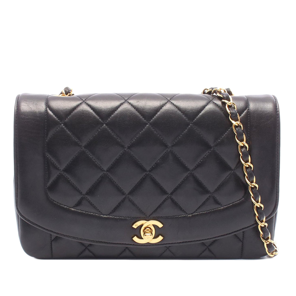 Chanel Medium Lambskin Diana Flap — Black