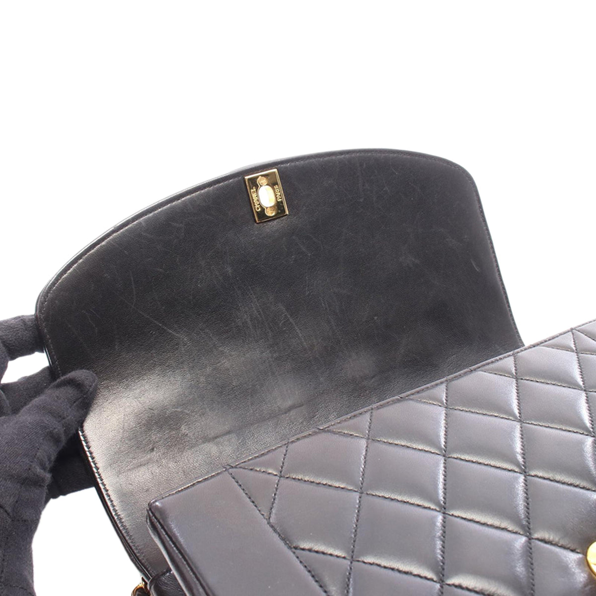 Chanel Medium Lambskin Diana Flap — Black