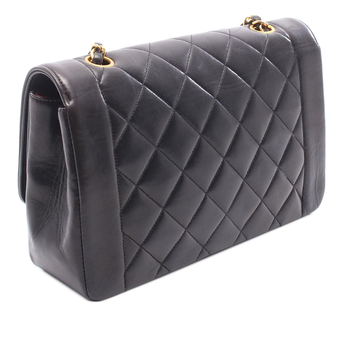 Chanel Medium Lambskin Diana Flap — Black