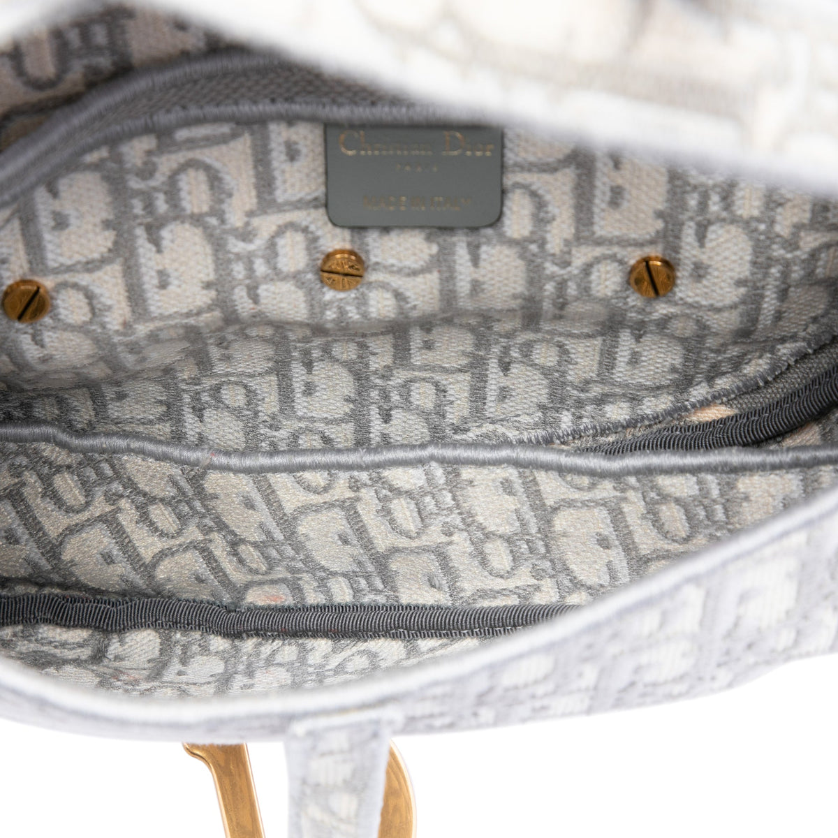 Dior Oblique Embroidered Canvas Saddle Bag