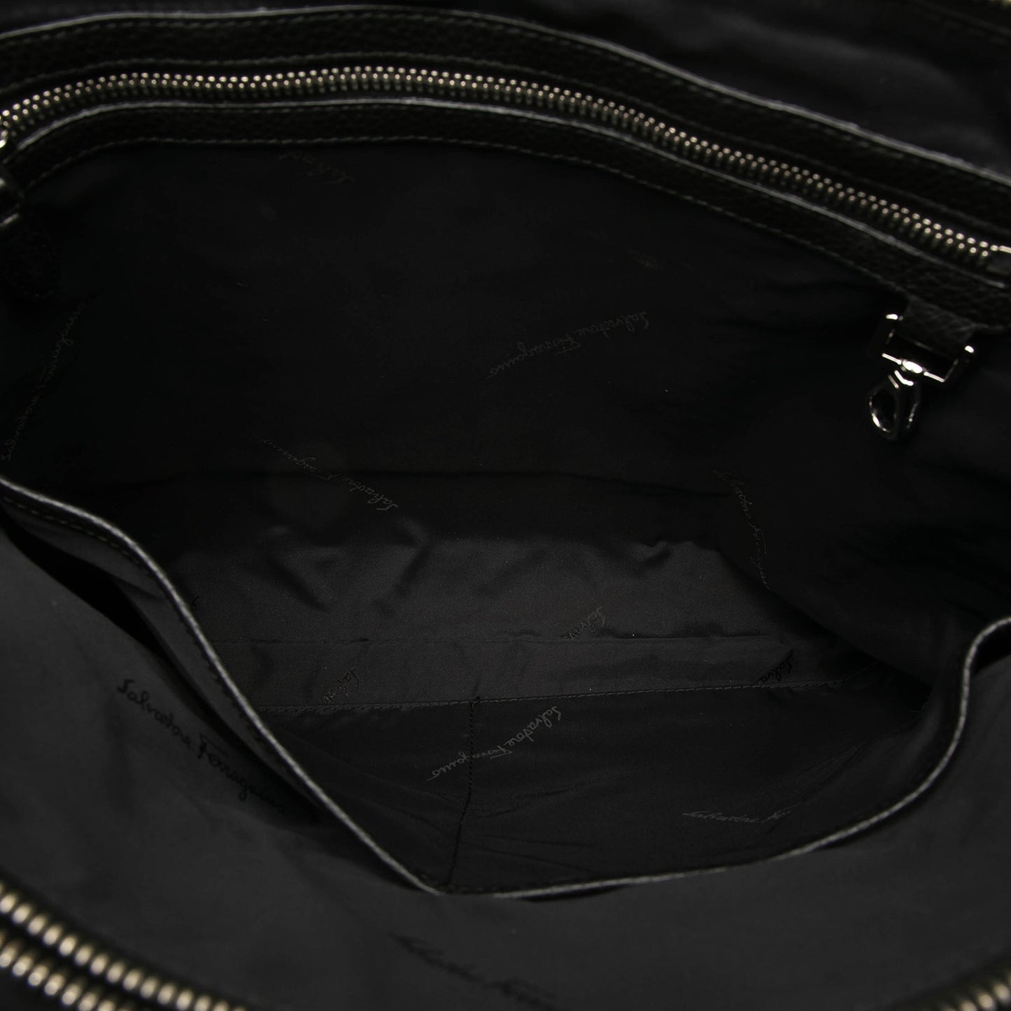 Ferragamo Gancini Embossed Leather Trimmed Business Bag